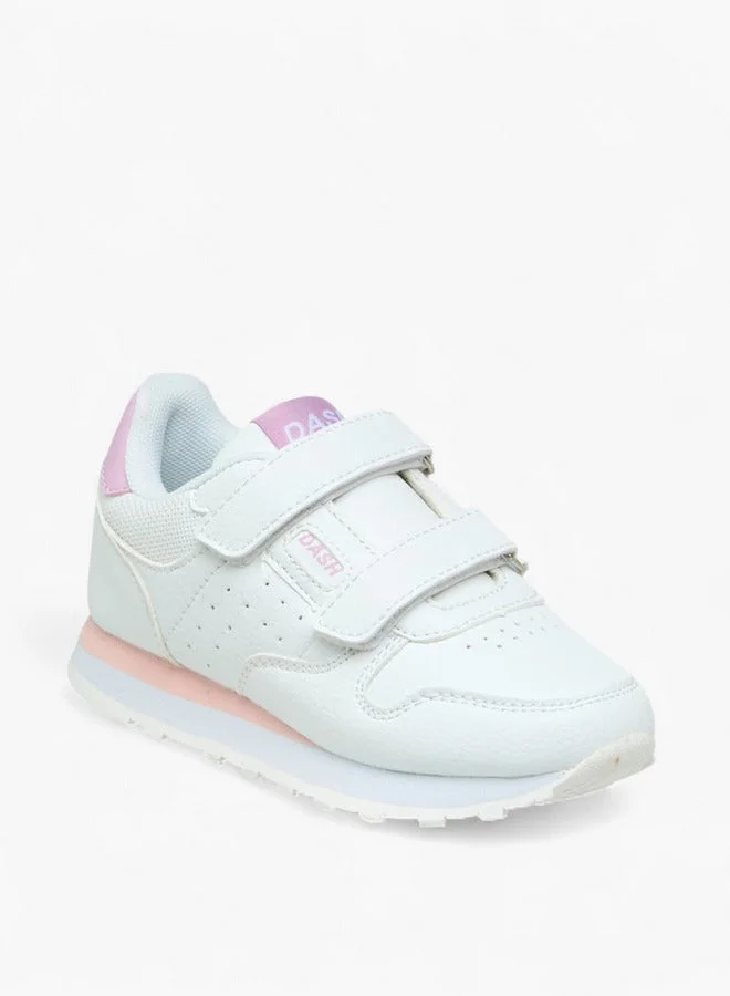 Dash Panelled Sneakers with Hook and Loop Closure
