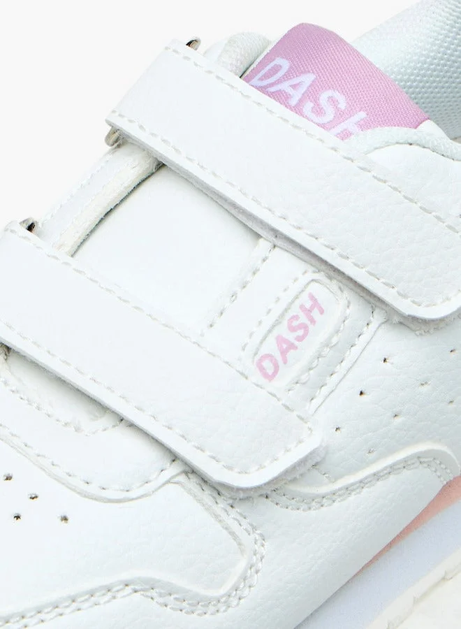 Dash Panelled Sneakers with Hook and Loop Closure