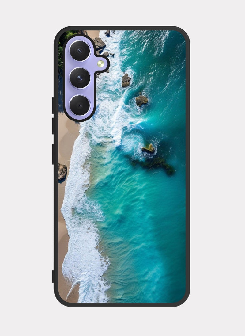 PXLAAT Samsung Galaxy A54 case cover Aerial View Of A Beach - Image 1