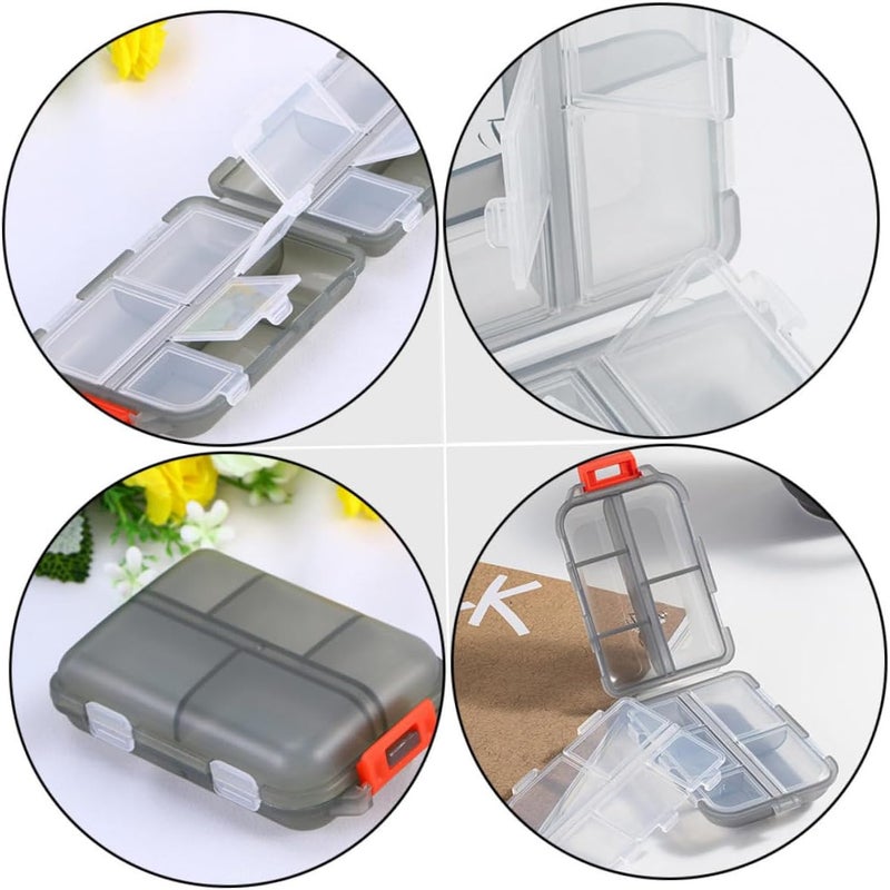 Portable Pill Organizer 3pcs 10-Compartment Sealing Medicine Box, Weekly Travel Vitamin Container with Double-Layer Gray Case for Outdoor and Daily Use - Image 3