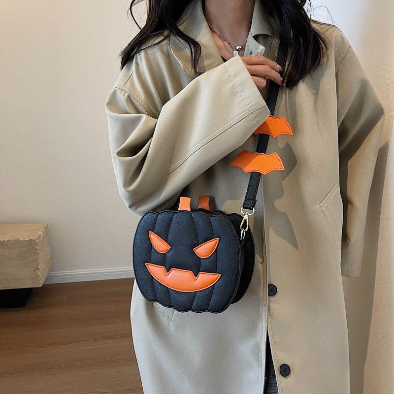 Halloween Pumpkin Bag 2026 Fashion Color Block Shoulder Bag Cartoon - Image 4