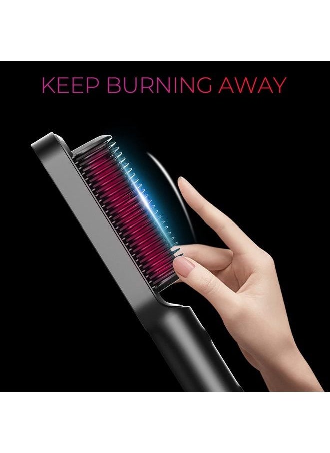 TYMO Hair Straightener Comb Matte Black, TYMO Hair Straightener Brush Straightening Comb for Women with 5 Temp 20s Fast Heating & Anti-Scald 