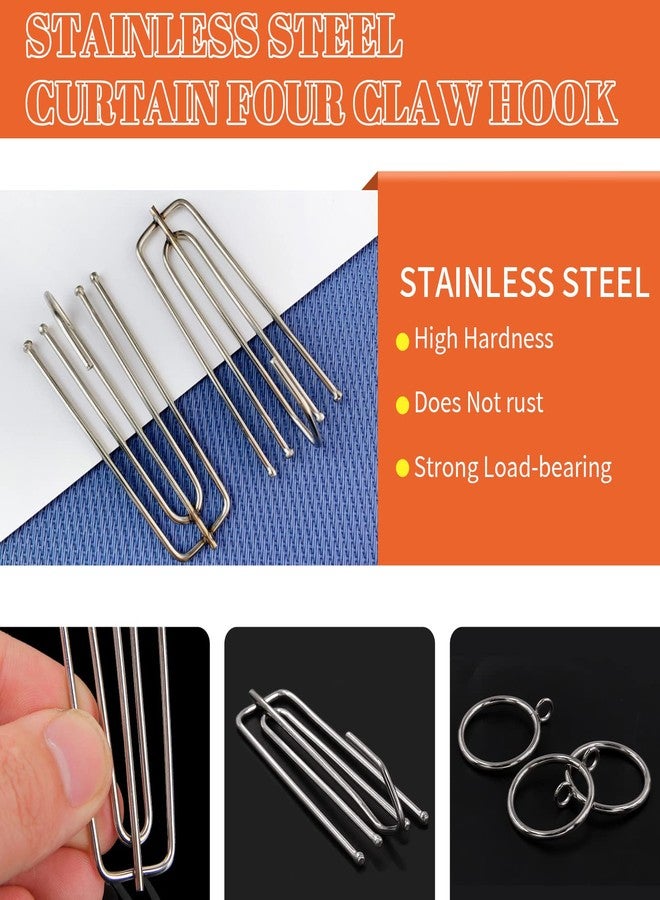 Tanstic 61Pcs 10 Yard/9.2 Meters Pleat Tape for Curtain, Including White Curtain Heading Tape Curtain Pleat Tape, 30Pcs Stainless Steel 4 Prong Curtain Pleat Hook Clip with 30Pcs Curtain Rings - Image 5