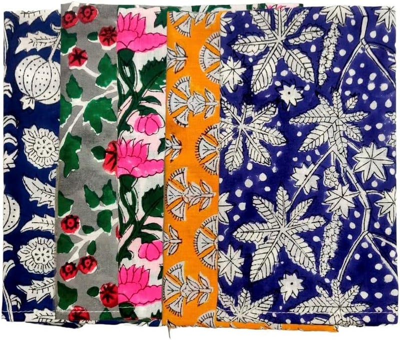 Craft kala Set of 8 Assorted 16 x 16 Inches Napkins Kitchen Cotton Napkin Floral Print Table Napkins Washable for Family Dining Cocktail Parties Wedding Use Spring Fall Christmas Party Dish Plates - Image 1