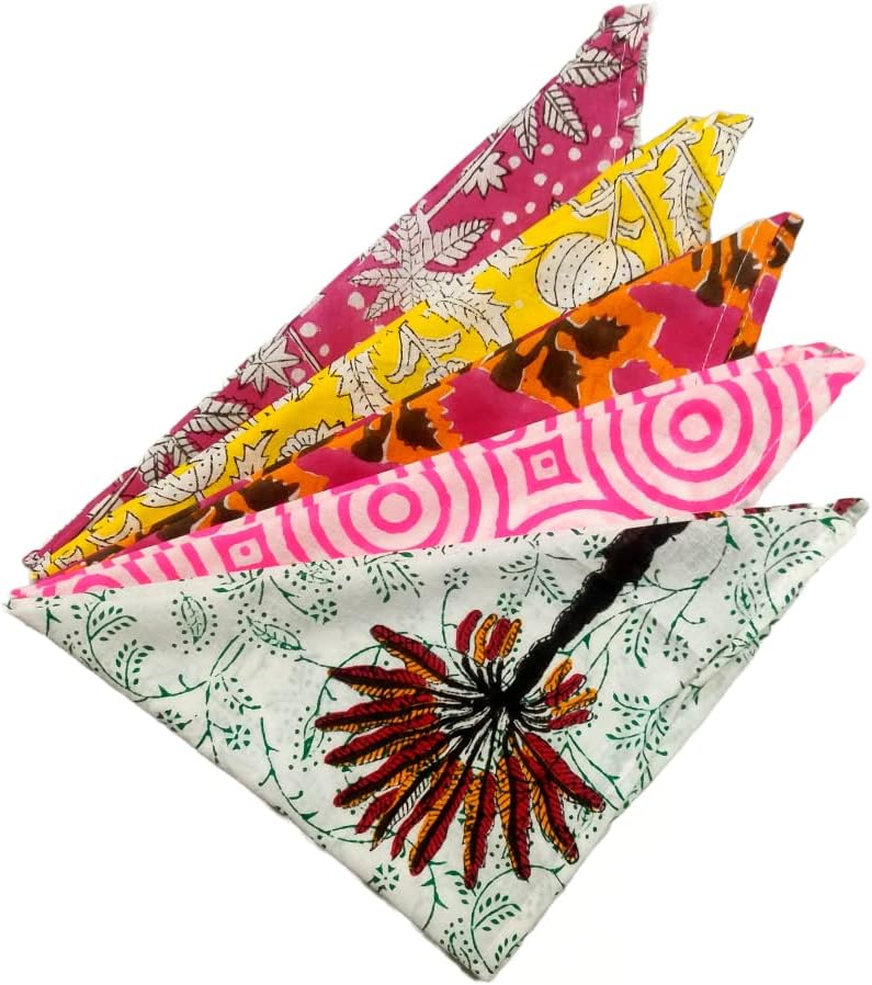 Craft kala Set of 8 Assorted 16 x 16 Inches Napkins Kitchen Cotton Napkin Floral Print Table Napkins Washable for Family Dining Cocktail Parties Wedding Use Spring Fall Christmas Party Dish Plates - Image 5