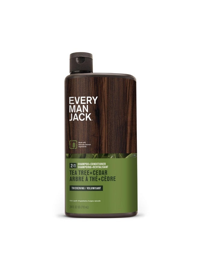 Every Man Jack 2-In-1 Tea Tree + Cedar Shampoo + Conditioner - Thicken, Cleanse, And Hydrate Hair With Coconut, Aloe, Tea Tree Oil - Naturally Derived And No Harmful Chemicals - 24Oz -1 Bottle  - Image 1