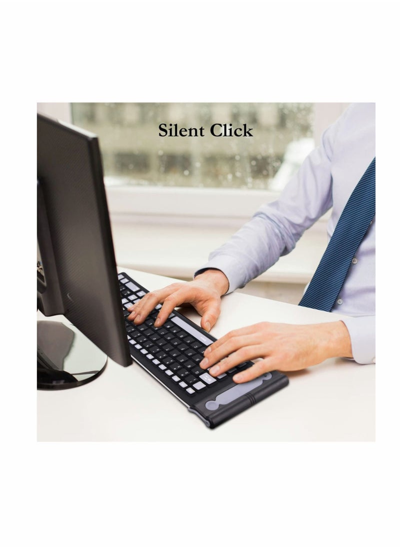 Generic - Wireless Silicone Keyboard,  2.4GHz Wireless, Foldable Rollup Keyboard, Waterproof, Dustproof and Lightweight, Perfect for PC, Notebook, Laptop and Travel (Black and Grey) - Image 1
