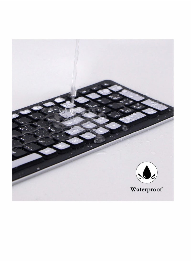 Generic - Wireless Silicone Keyboard,  2.4GHz Wireless, Foldable Rollup Keyboard, Waterproof, Dustproof and Lightweight, Perfect for PC, Notebook, Laptop and Travel (Black and Grey) - Image 1