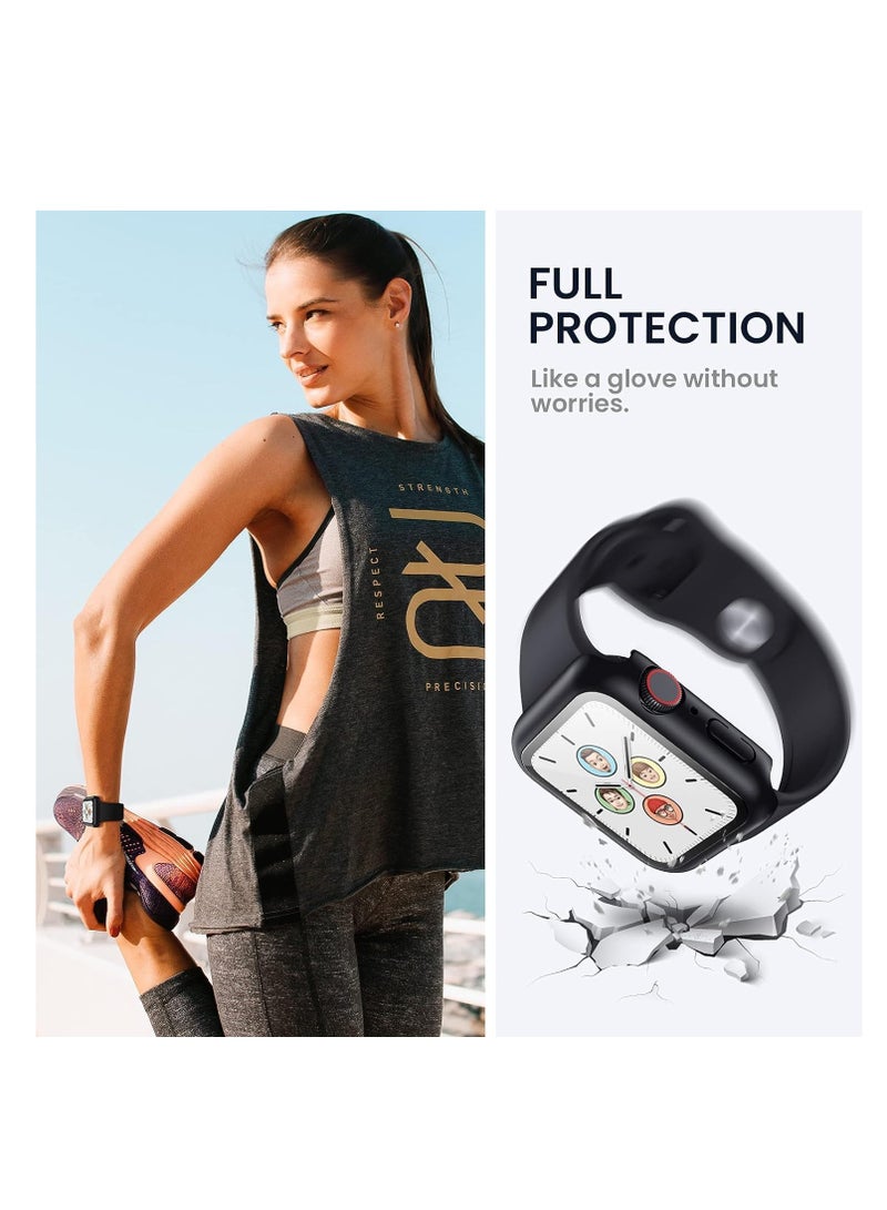 Hard Case Designed for Apple Watch 49mm Series 9 8 7, Built-in 9H [HD Clear] Tempered Glass Screen Protector, [Full Protection] Slim Cover for iWatch 49mm Series 9 8 7 (Black) - Image 3