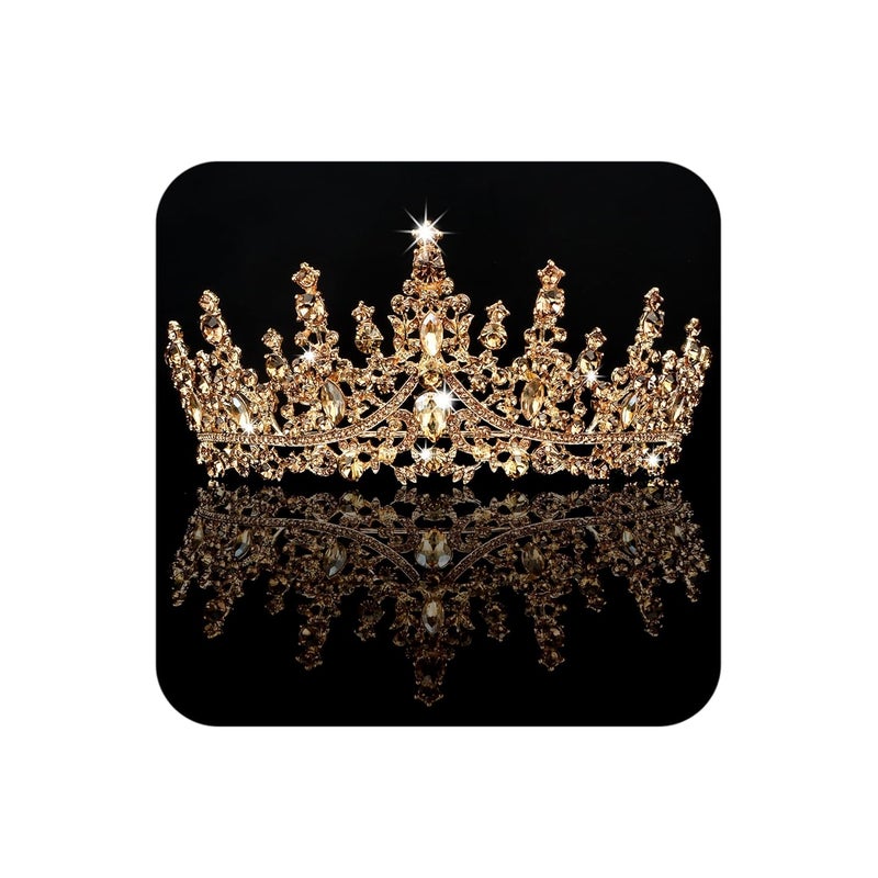 تاج وقبعة ذهبية من كوكيد للنساء، تاج ملكة كريستالي، تاج للأميرات مزين بالأحجار اللامعة للفتيات، العرائس، ملحقات الشعر لحفلات الزفاف، أعياد الميلاد، حفلات التخرج، عيد الهالوين، تنكر، وكوسبلاي.