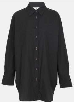 Flashmob Printed Oversized Full Sleeve Black Shirt  - Image 4