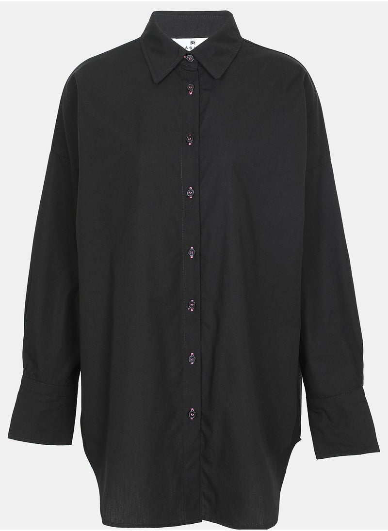 Flashmob Printed Oversized Full Sleeve Black Shirt  - Image 4