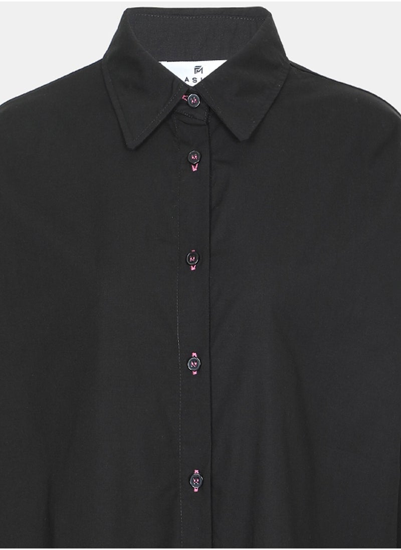 Flashmob Printed Oversized Full Sleeve Black Shirt  - Image 5