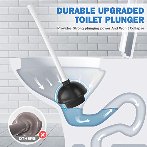 TRENTI Toilet Plunger and Brush, Bowl Brush and Heavy Duty Toilet Plunger Set with Ventilated Holder, 2-in-1 Bathroom Cleaning Combo with Modern Caddy Stand for 5.7-inch Toilet Drain(White, 2 Set) - Image 2