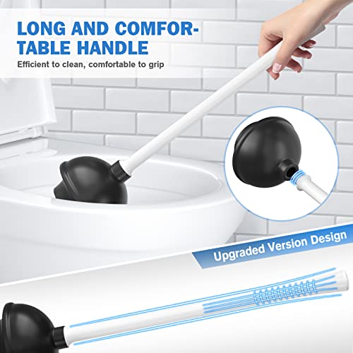 TRENTI Toilet Plunger and Brush, Bowl Brush and Heavy Duty Toilet Plunger Set with Ventilated Holder, 2-in-1 Bathroom Cleaning Combo with Modern Caddy Stand for 5.7-inch Toilet Drain(White, 2 Set) - Image 5