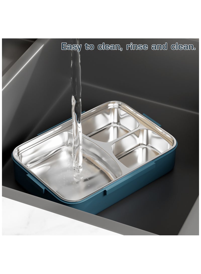 ZERIFAM Stainless Steel Bento Box, Leak Proof Lunch Box for Adults Kids, BPA-Free Food Containers with 3 Compartments and Reusable Spoon, Lunch Container for Outdoors, Office, School  - Image 5