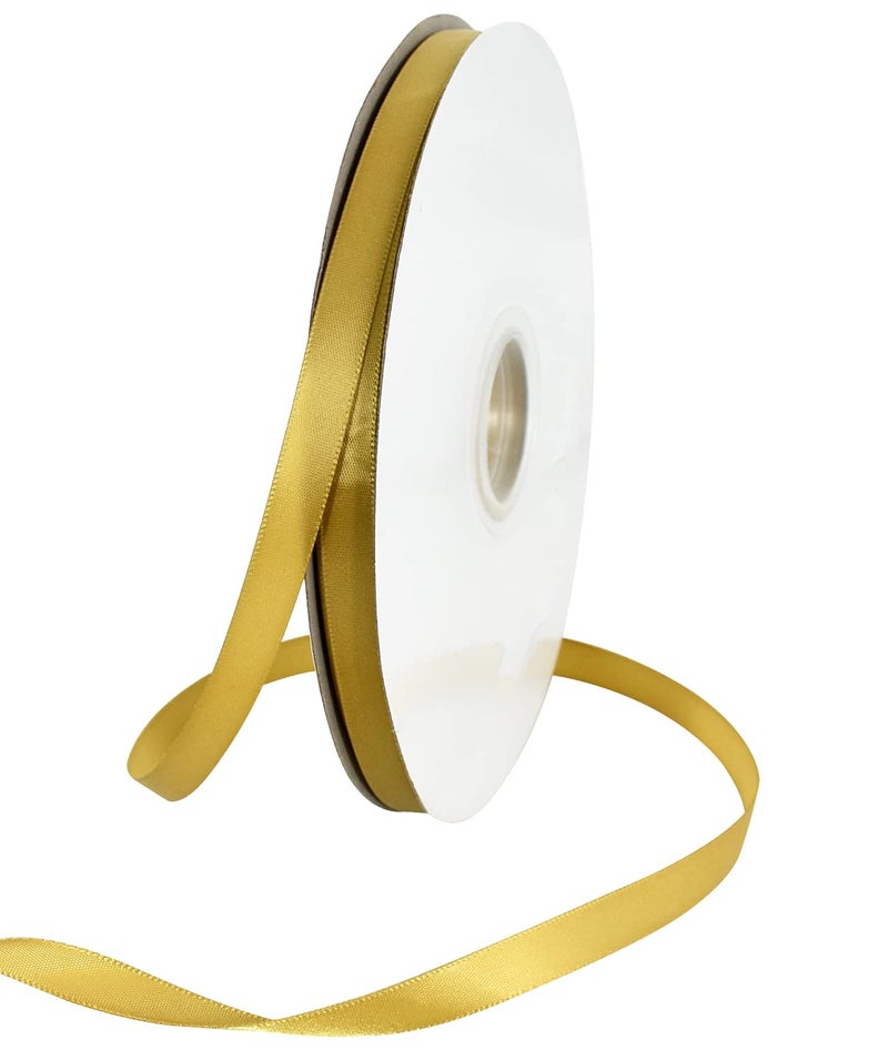 TONIFUL 38 Inch x 100yds Dark Gold Satin Ribbon Thin Solid Fabric Ribbons Roll for Gift Wrapping Invitation Floral Hair Balloon Craft Sewing Party Wedding Popsicles Decoration Valentines Day Bouquet