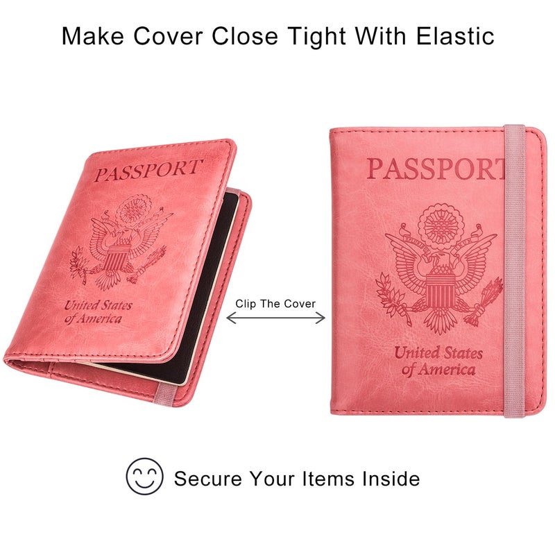 WALNEW Passport Holder for Travel, RFID Passport Cover Wallet for Women Men, PU Leather Passport Book Card Holder Case with Pen, Travelling Essentials for Flying - Image 5