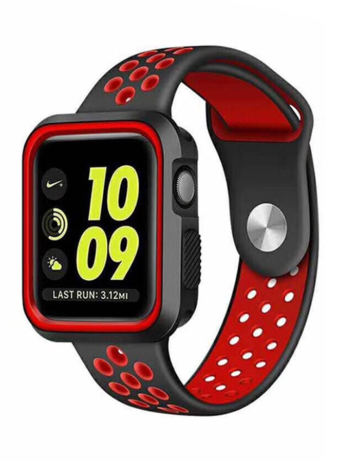 NIBEMINENT Protective Case Cover For Apple Watch Series 3/2/1 42mm Red/Black  - Image 2
