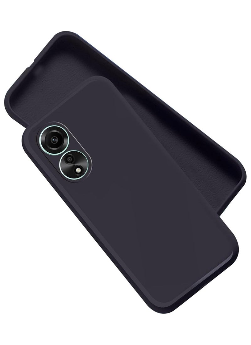 Generic جراب لهاتف Oppo A78 4G جراب مطاطي ممتص للصدمات من الجل السائل مع بطانة ناعمة من الألياف الدقيقة وغطاء واقٍ صلب رفيع مقاوم للصدمات لهاتف Oppo A78 4G أسود  - Image 1
