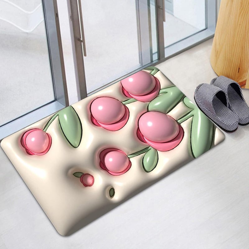comfrt 3D Vision Front Doormats Entryway Doormat, Bathroom Rug Mat, Soft and Absorbent Soft Diatom Mud Bath Rugs, Expansion Small Flower 3D Vision Bathroom Toilet Non-Slip Floor Mat (D) - Image 5