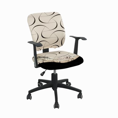 HOKIPO 'Elira Series' Printed Office Chair Cover for Task Chair - 140 GSM Stretchable Fabric - Anti-Slip - Fits Small Office Chairs Without Headrest, Natural Beige Abstract Art (NEW-AR-5225-C4) - Image 1