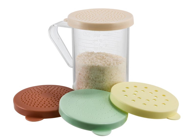 WINCO Dredge with snap on Lids, Clear Plastic Colored Lids - Image 1