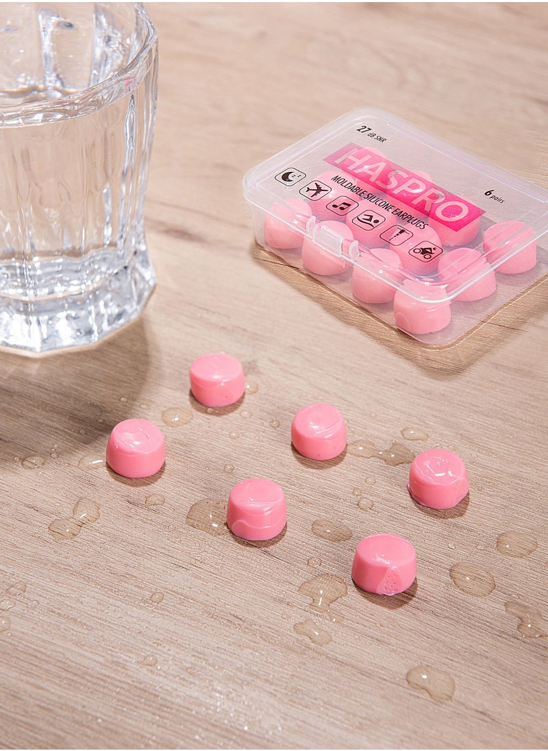 HASPRO HASPRO [6-Pair Pack] Soft Silicone Earplugs for Sleeping, Swimming & Bathing, Anti-Snoring, Noise Cancelling Reusable Earplugs. Adults & Children (Pink)  - Image 5