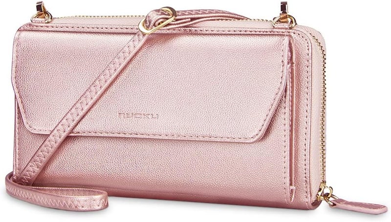 Nuoku Womens RFID Wallet Purse Wristlet Crossbody Clutch with Zip Around 2 Strap - Image 1