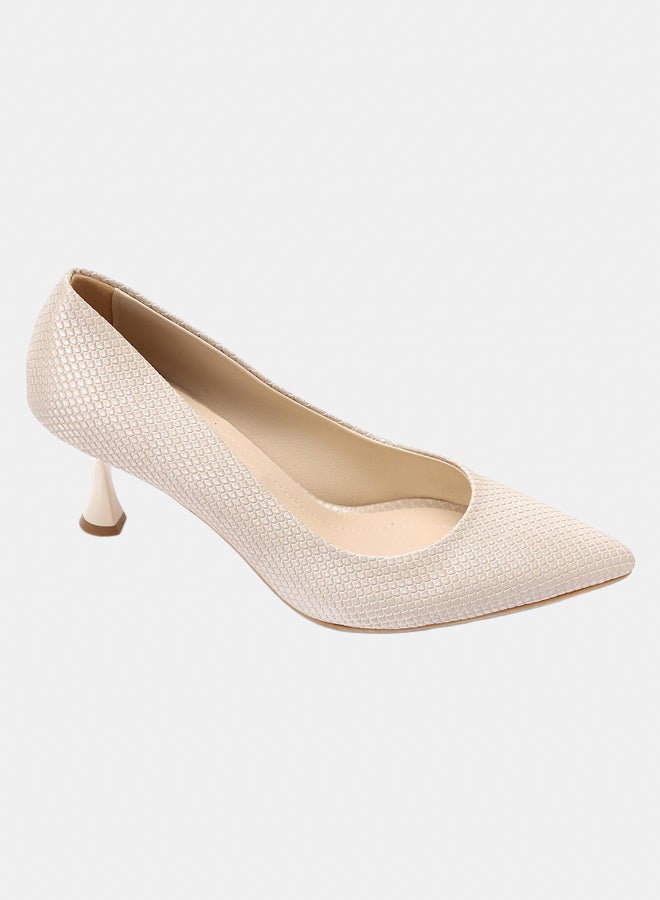 XO Style Elegant Smoky Women's Heeled Shoes with Pointed Toe and Stylish Beige Heel - Image 1