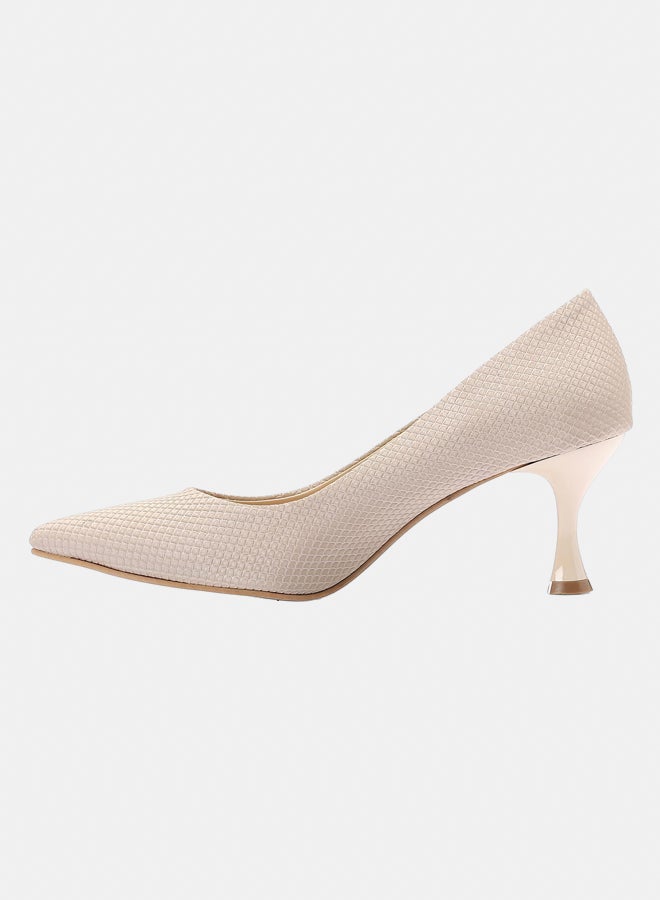XO Style Elegant Smoky Women's Heeled Shoes with Pointed Toe and Stylish Beige Heel - Image 4