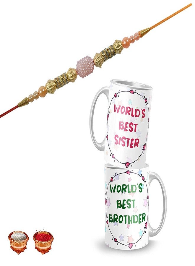 Luvkushcart® Mug Rakhi, Rakhi, Rakhi for Brother, Rakhi for Sister, Rakhi for Brother Bhabhi, Rakhi Combo, Rakhi Set, Rakhi Gift for Bhaiya Bhabhi, Rakhi with Roli Chawal, (RAKHI-PAIRMUG-13-BE)