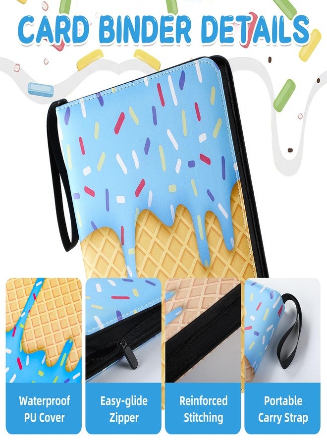 Jaloro Ice Cream Drip Baseball Card Binder Trading Card Binder Portable Collector Cardholder Baseball Album Case for Boys Sports Game Supplies(Ice Cream,Blue,440 Pocket) - Image 3