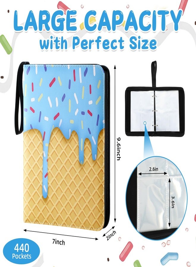 Jaloro Ice Cream Drip Baseball Card Binder Trading Card Binder Portable Collector Cardholder Baseball Album Case for Boys Sports Game Supplies(Ice Cream,Blue,440 Pocket) - Image 2