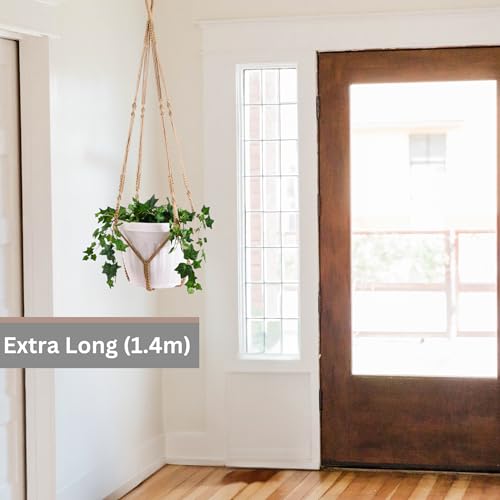 Shineloha Giant XXL 55 Inches Macrame Planter Hanger Large for 15 inch Pot + Swag Hook | Extra Large Hanging Planter for Indoor Plants | No Pot/Plant Included (XXL Jute) - Image 3