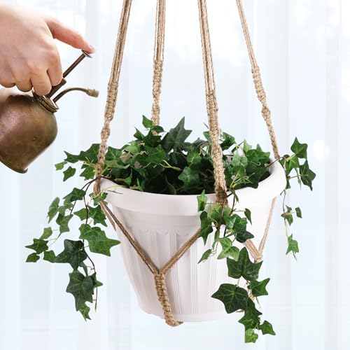 Shineloha Giant XXL 55 Inches Macrame Planter Hanger Large for 15 inch Pot + Swag Hook | Extra Large Hanging Planter for Indoor Plants | No Pot/Plant Included (XXL Jute) - Image 2