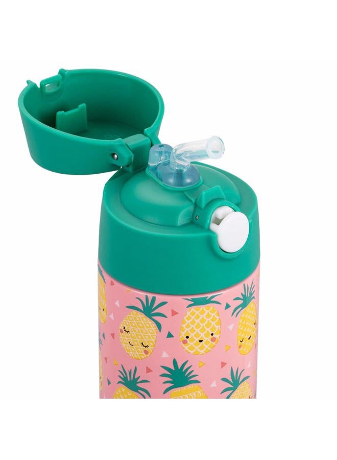Snug Kids Flask - Stainless Steel Insulated Water Bottle with Straw for Children/Toddlers (Girls/Boys) - Pineapples, 500ml - Image 3