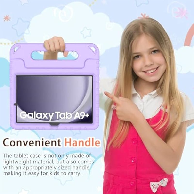 AVAWO Shockproof Kids Case for Samsung Galaxy Tab A9+ Plus 11 inch with Built-in Screen Protector, Sweet Light Purple - Image 5