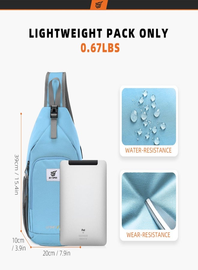 SKYSPER Sling Bag RFID Crossbody Sling Backpack Cross Body Shoulder Bag Travel Hiking Daypack for Women Men(Lightblue) - Image 5
