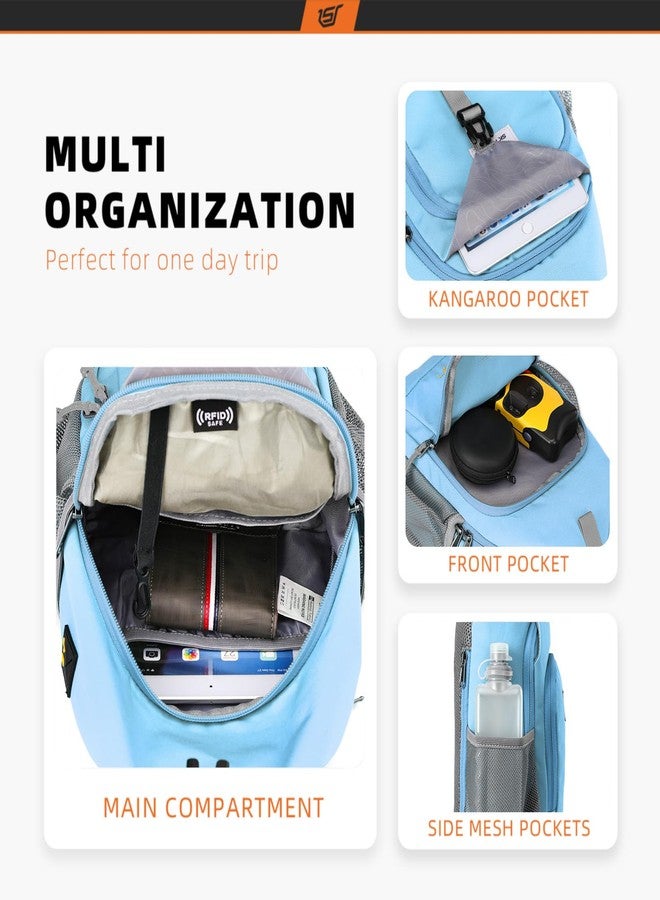 SKYSPER Sling Bag RFID Crossbody Sling Backpack Cross Body Shoulder Bag Travel Hiking Daypack for Women Men(Lightblue) - Image 2