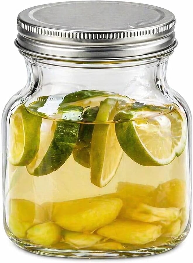 Glass Juice Jar Airtight – Glass Jar for Juice & Storage – Suitable for Lentils, Beans, Pasta – Leak Proof (500ml)