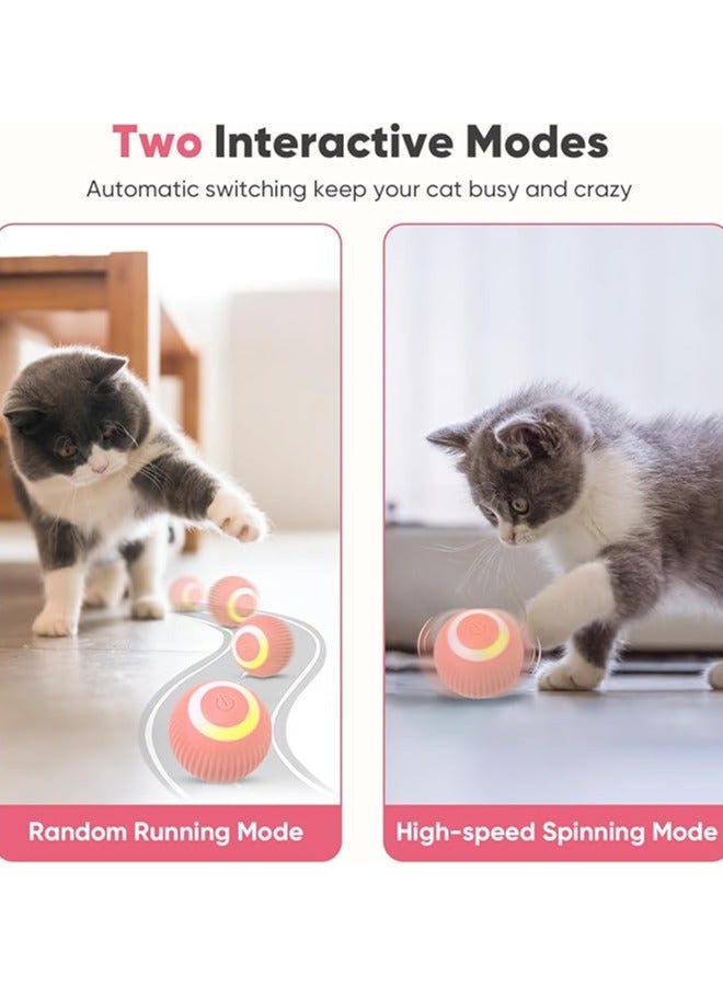 2 Piece Interactive Cat Ball Toy, Intelligent Cat Toys with LED Lights, Automatic Moving Rolling Ball for Indoor Kitten, Kitten Automatic Toy,Pink. - Image 3