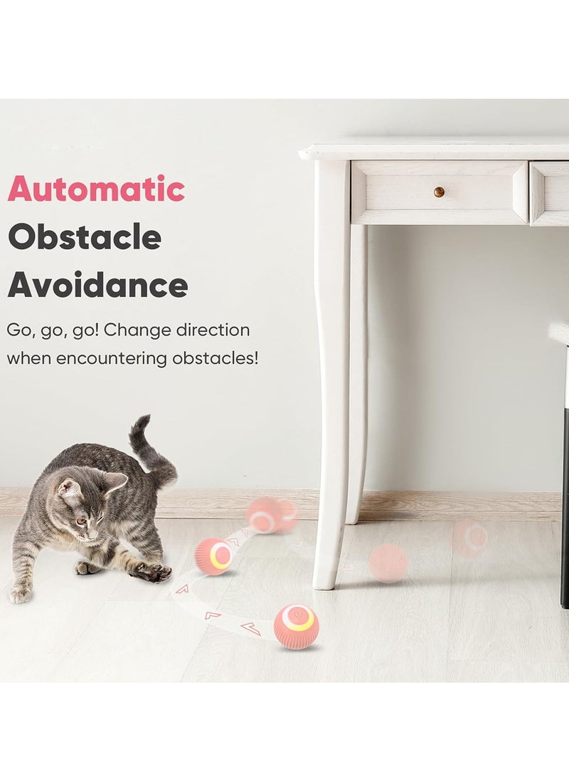 2 Piece Interactive Cat Ball Toy, Intelligent Cat Toys with LED Lights, Automatic Moving Rolling Ball for Indoor Kitten, Kitten Automatic Toy,Pink. - Image 2