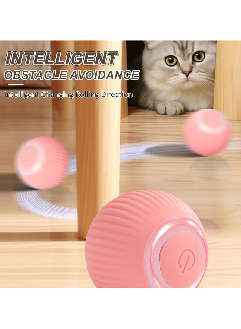 2 Piece Interactive Cat Ball Toy, Intelligent Cat Toys with LED Lights, Automatic Moving Rolling Ball for Indoor Kitten, Kitten Automatic Toy,Pink. - Image 4