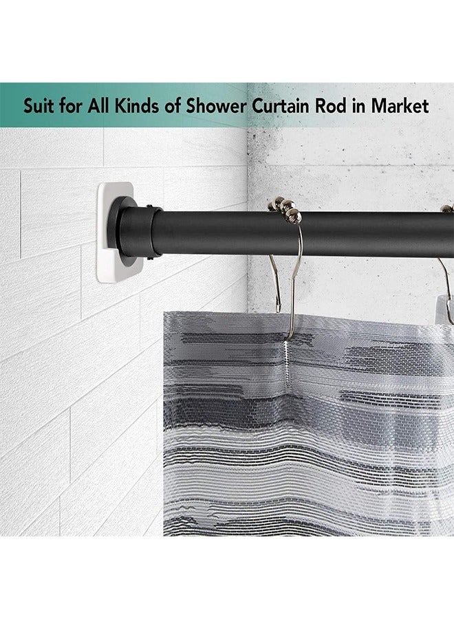 2 Pack Adhesive Shower Curtain Rod Tension Holder - No Drill Wall Mount Retainer, White - Easy Install, Strong Grip (Shower Curtain Rod Not Included) - Image 4