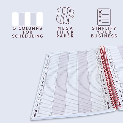 Portage Notebook Planner, 5 Column Appointment Book – Large 10" x 13.5" Undated 2025 Planner, Daily & Hourly Planner in 15 Minute Increments – Spiral Notebook Organizer for Scheduling Appointments (5 Columns) - Image 4