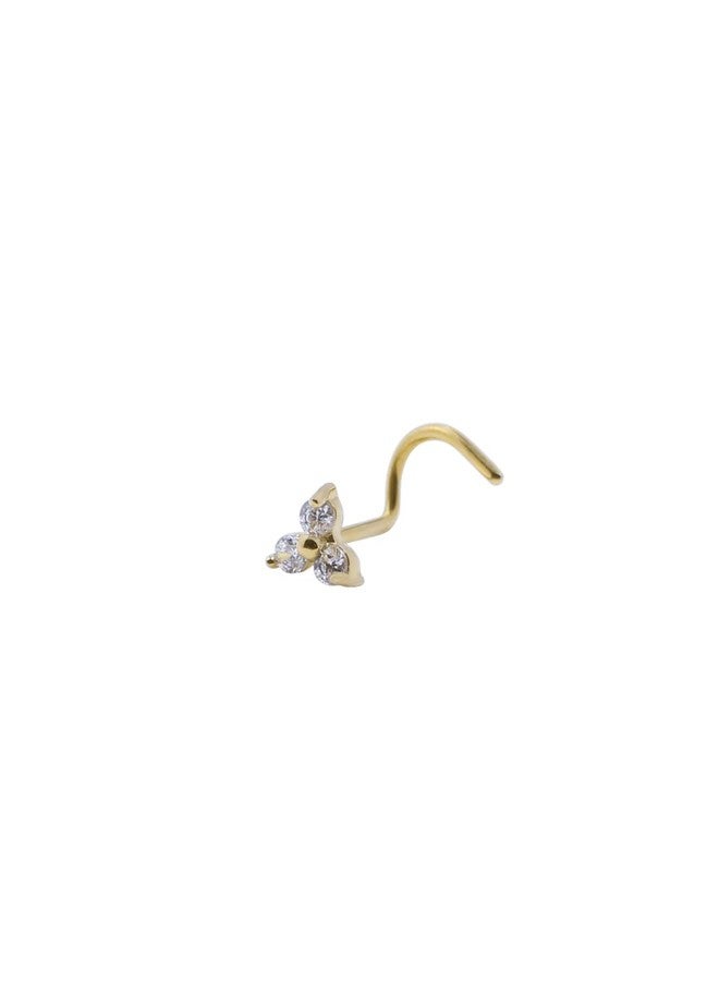 FANSING 20g Nose Rings 20 Gauge Corkscrew Nose Ring Stud Triple CZ Nose Studs Cubic Zirconia Nose Screw Surgical Steel Nosescrew for Women Men Nostril Piercing Jewelry 18k Gold-plated - Image 4