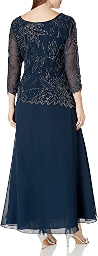 J Kara Women's Petite Floral Beaded Gown, Navy/Luster/Grey, 8P - Image 2