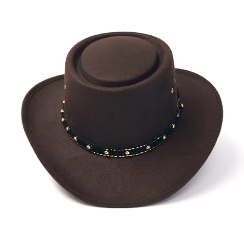 Western Express Faux Felt Gambler Cowboy Hat | Classic Cowboy & Cowgirl Hats for Kid's (US, Alpha, One Size, Brown) - Image 4