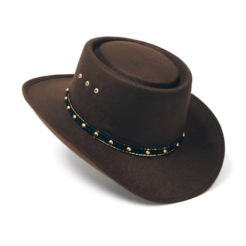 Western Express Faux Felt Gambler Cowboy Hat | Classic Cowboy & Cowgirl Hats for Kid's (US, Alpha, One Size, Brown) - Image 2